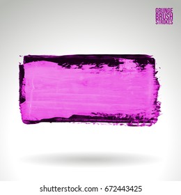 Purple brush stroke and texture. Grunge vector abstract hand - painted element. Underline and border design.