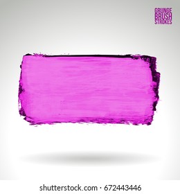 Purple brush stroke and texture. Grunge vector abstract hand - painted element. Underline and border design.
