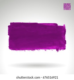 Purple brush stroke and texture. Grunge vector abstract hand - painted element. Underline and border design.