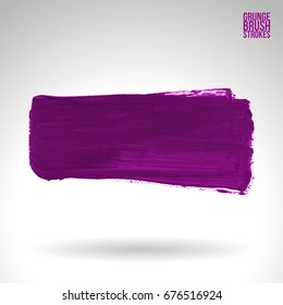 Purple brush stroke and texture. Grunge vector abstract hand - painted element. Underline and border design.