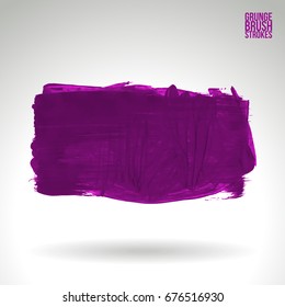 Purple brush stroke and texture. Grunge vector abstract hand - painted element. Underline and border design.