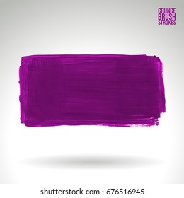 Purple brush stroke and texture. Grunge vector abstract hand - painted element. Underline and border design.
