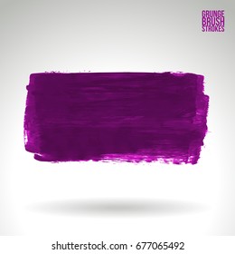 Purple brush stroke and texture. Grunge vector abstract hand - painted element. Underline and border design.