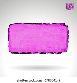 Purple brush stroke and texture. Grunge vector abstract hand - painted element. Underline and border design.