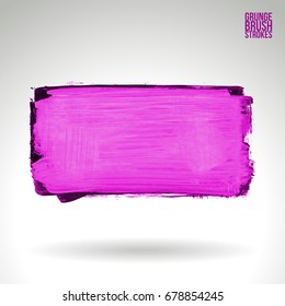 Purple brush stroke and texture. Grunge vector abstract hand - painted element. Underline and border design.