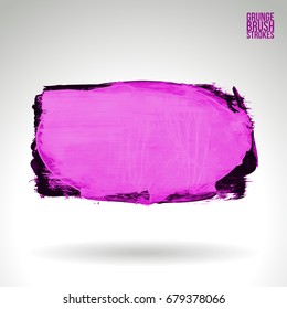 Purple brush stroke and texture. Grunge vector abstract hand - painted element. Underline and border design.