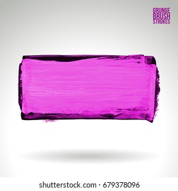 Purple brush stroke and texture. Grunge vector abstract hand - painted element. Underline and border design.