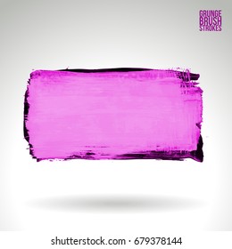 Purple brush stroke and texture. Grunge vector abstract hand - painted element. Underline and border design.