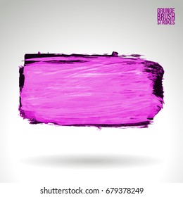 Purple brush stroke and texture. Grunge vector abstract hand - painted element. Underline and border design.