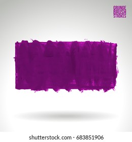 Purple brush stroke and texture. Grunge vector abstract hand - painted element. Underline and border design.