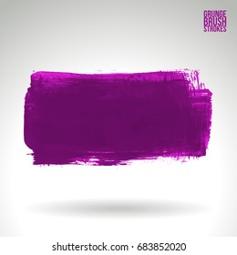 Purple brush stroke and texture. Grunge vector abstract hand - painted element. Underline and border design.
