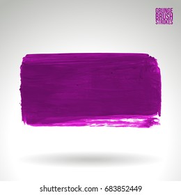 Purple brush stroke and texture. Grunge vector abstract hand - painted element. Underline and border design.