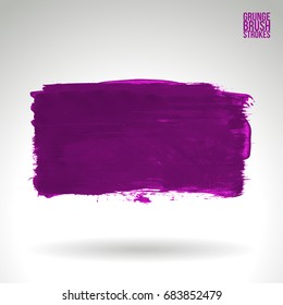 Purple brush stroke and texture. Grunge vector abstract hand - painted element. Underline and border design.