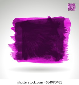 Purple brush stroke and texture. Grunge vector abstract hand - painted element. Underline and border design.