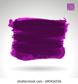 Purple brush stroke and texture. Grunge vector abstract hand - painted element. Underline and border design.
