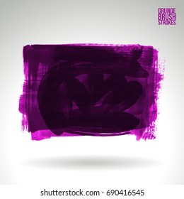 Purple brush stroke and texture. Grunge vector abstract hand - painted element. Underline and border design.