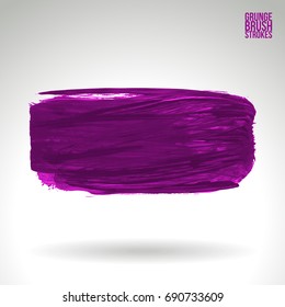 Purple brush stroke and texture. Grunge vector abstract hand - painted element. Underline and border design.