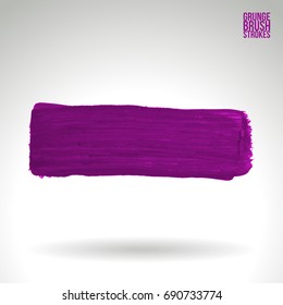 Purple brush stroke and texture. Grunge vector abstract hand - painted element. Underline and border design.