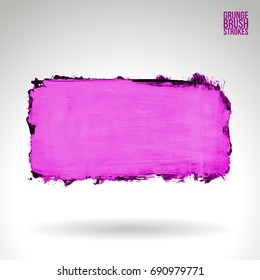 Purple brush stroke and texture. Grunge vector abstract hand - painted element. Underline and border design.