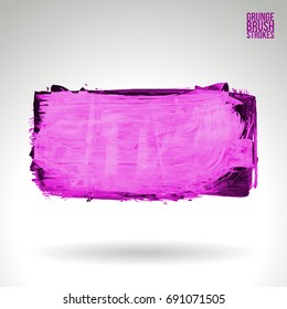 Purple brush stroke and texture. Grunge vector abstract hand - painted element. Underline and border design.