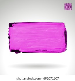 Purple brush stroke and texture. Grunge vector abstract hand - painted element. Underline and border design.