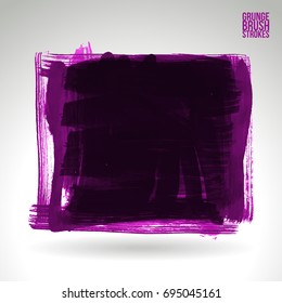 Purple brush stroke and texture. Grunge vector abstract hand - painted element. Underline and border design.