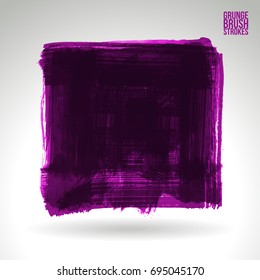 Purple brush stroke and texture. Grunge vector abstract hand - painted element. Underline and border design.