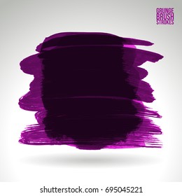 Purple brush stroke and texture. Grunge vector abstract hand - painted element. Underline and border design.