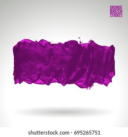 Purple brush stroke and texture. Grunge vector abstract hand - painted element. Underline and border design.
