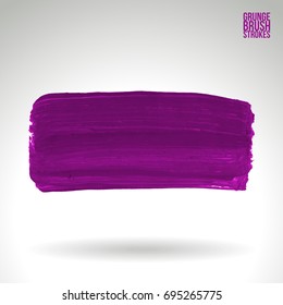 Purple brush stroke and texture. Grunge vector abstract hand - painted element. Underline and border design.