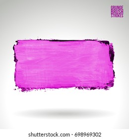 Purple brush stroke and texture. Grunge vector abstract hand - painted element. Underline and border design.