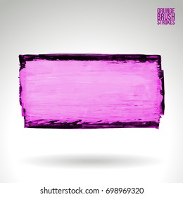 Purple brush stroke and texture. Grunge vector abstract hand - painted element. Underline and border design.