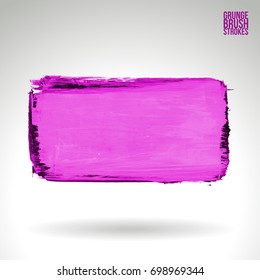 Purple brush stroke and texture. Grunge vector abstract hand - painted element. Underline and border design.