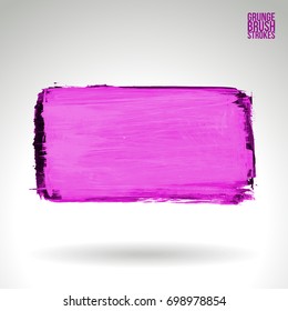 Purple brush stroke and texture. Grunge vector abstract hand - painted element. Underline and border design.