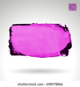 Purple brush stroke and texture. Grunge vector abstract hand - painted element. Underline and border design.
