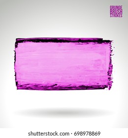 Purple brush stroke and texture. Grunge vector abstract hand - painted element. Underline and border design.