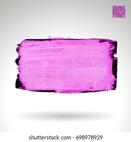 Purple brush stroke and texture. Grunge vector abstract hand - painted element. Underline and border design.