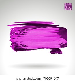 Purple brush stroke and texture. Grunge vector abstract hand - painted element. Underline and border design.
