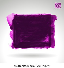 Purple brush stroke and texture. Grunge vector abstract hand - painted element. Underline and border design.