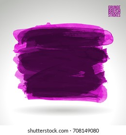 Purple brush stroke and texture. Grunge vector abstract hand - painted element. Underline and border design.
