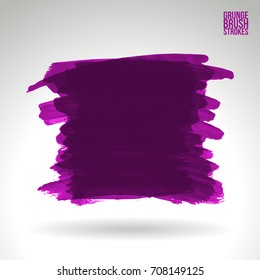 Purple brush stroke and texture. Grunge vector abstract hand - painted element. Underline and border design.