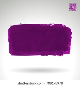 Purple brush stroke and texture. Grunge vector abstract hand - painted element. Underline and border design.