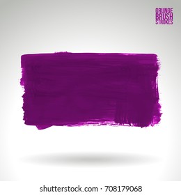 Purple brush stroke and texture. Grunge vector abstract hand - painted element. Underline and border design.