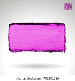 Purple brush stroke and texture. Grunge vector abstract hand - painted element. Underline and border design.