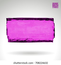 Purple brush stroke and texture. Grunge vector abstract hand - painted element. Underline and border design.