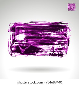 Purple brush stroke and texture. Grunge vector abstract hand - painted element. Underline and border design.