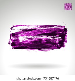 Purple brush stroke and texture. Grunge vector abstract hand - painted element. Underline and border design.