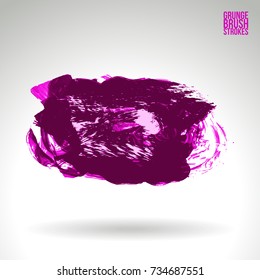 Purple brush stroke and texture. Grunge vector abstract hand - painted element. Underline and border design.