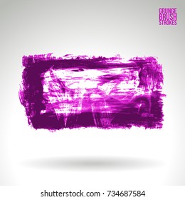 Purple brush stroke and texture. Grunge vector abstract hand - painted element. Underline and border design.