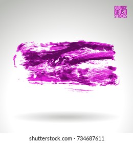 Purple brush stroke and texture. Grunge vector abstract hand - painted element. Underline and border design.